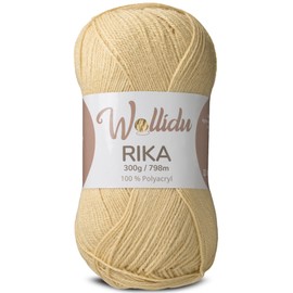 Wollidu Rika Yarn for Crochet and Knitting, 300 g / 798 m, Knitting Yarn, 100% Polyacrylic, Crochet Yarn, Sand