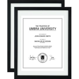 Umbra Floating Frame for Displaying Documents, Diploma, Certificate, Photo or Artwork, 11 x 14 8-1/2 x 11, Black, 2 Count