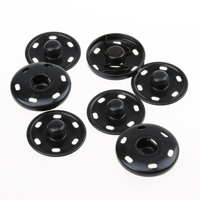 COTOWIN Sew-On Snaps,Black Press Buttons,Pack of 10,25mm