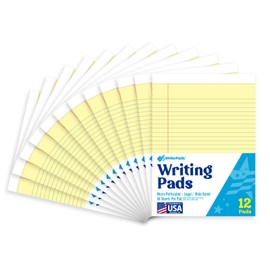 KAISA Legal Pads 5x8 inch Small Writing Pads Narrow Ruled Notepads School Office Home Note Pads, Canary 50 Sheets 12 Pads, WT-SCY50C