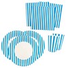 Papierdrachen Party Set with 36 Pieces - Light Blue Stripes