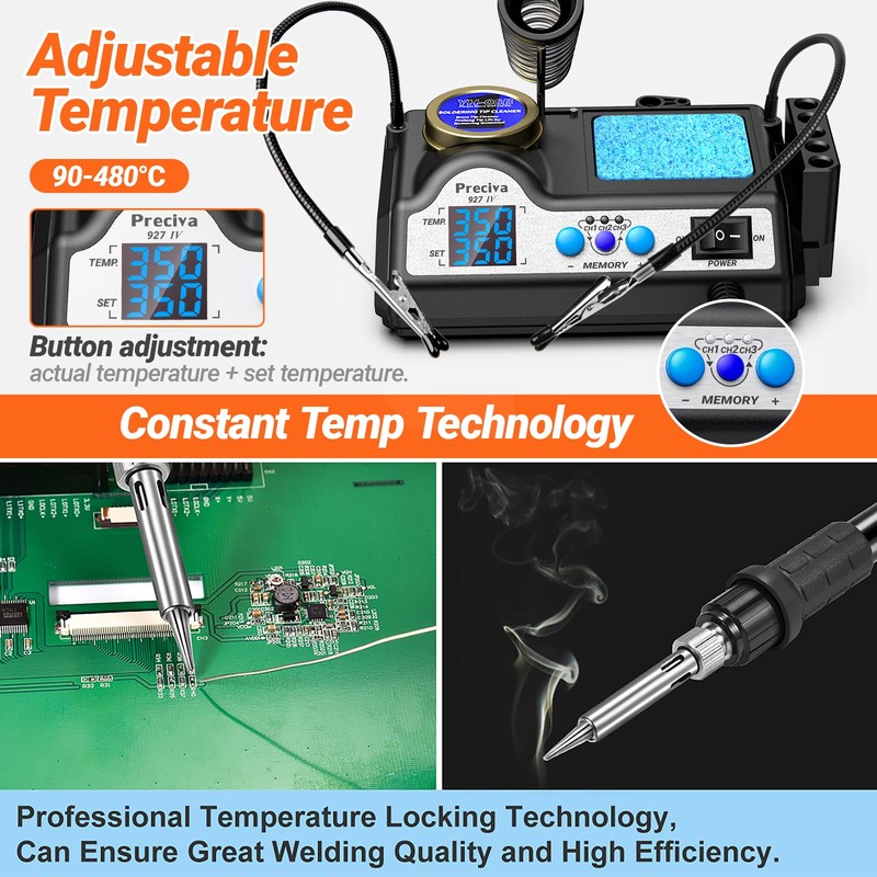 Preciva Soldering Iron Kit, Preciva 927IV Solder Station with Magnifiers