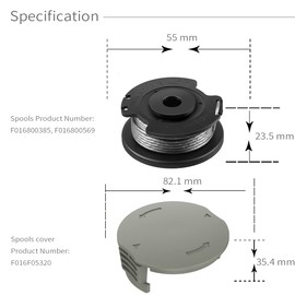 MAOZHOU Strimmer Spool Line,4 PCS Φ1.65mm 4.9m F016800569 String Trimmer Replacement Spool + F016F05320 Spool Cover,Nylon Spools for Bosch EasyGrassCut 18 23 26 Grass Trimmer
