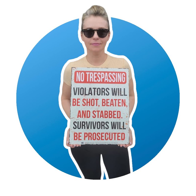 AMERICAN WIT - Funny No Trespassing Warning Metal Tin Sign