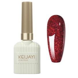 NovaCharm Glitter Gel Polish - Flash Red Gel Polish - Sparkle Diamond Glitter Gel Nail Polish - Shimmer Reflective Glitter Gel Polish - Soak Off Uv Gel Nail Polish For Nail Art DIY At Home