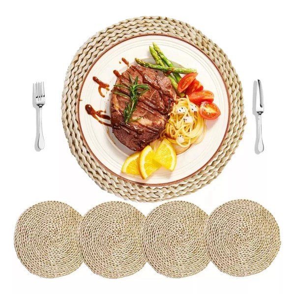 4*manteles Individuales De Ratán Mesa De Comedor Tejido 30cm