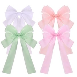 4pcs Bow Hair Clips(White, Pink, Green, Purple)