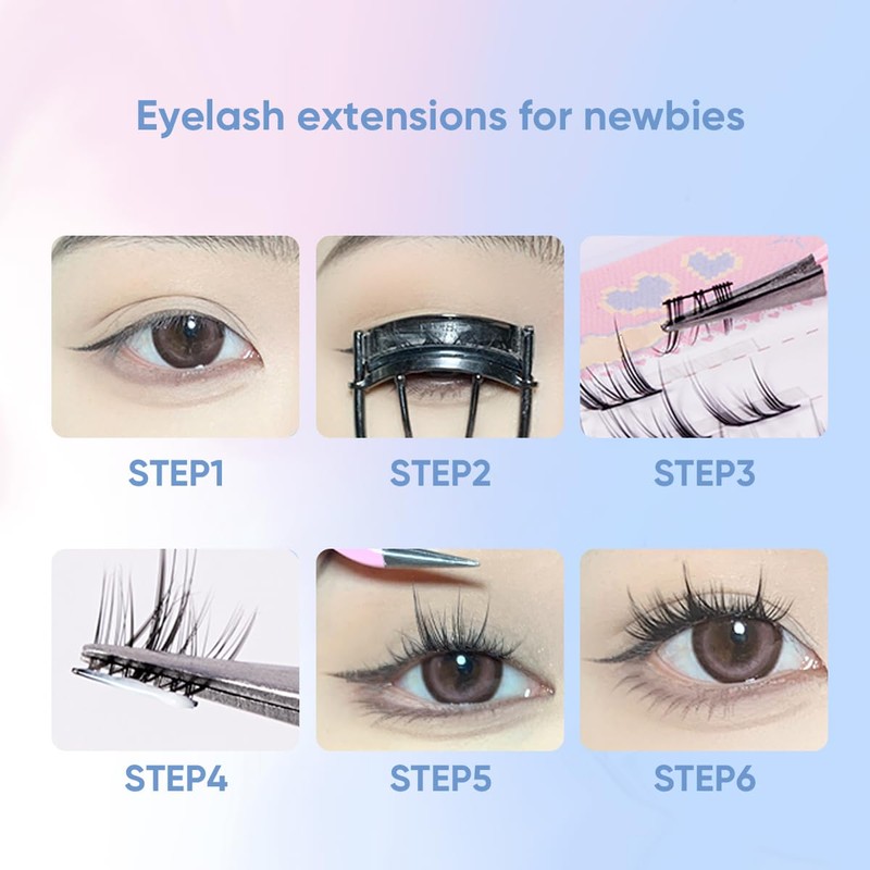 VEECCI False Eyelash Kit - Natural Soft Individual Eyelashes with