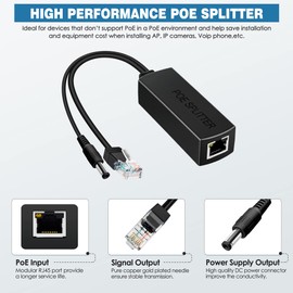 PwrON Active POE Splitter Adapter, 48V to 12V, IEEE 802.3af Compliant, 10/100Mbps up to 100 Meters for Surveillance Camera, Wireless Access Point and VoIP Phone