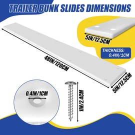 Desunqin 48" X 5" PE Trailer Bunk Glides, 4PCS Heavy Duty Boat Trailer Bunk Slide Pads with Screws and 12 Holes, Smoother Boat Trailer Glide Bunk Enders for Loadings and Launches Easier