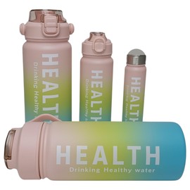 Terryshop74 Set mit 4 Trinkflaschen mit Strohhalm, luftdicht, Fassungsvermögen 3,3 l, 2 l, 1 l, 0,3 l, mit Tragegriff, Set für Urlaub, Strand, Berge, Picknick – 3 Farben zur Auswahl (Pink Fantasy)