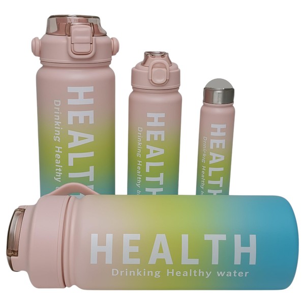 Terryshop74 Set mit 4 Trinkflaschen mit Strohhalm, luftdicht, Fassungsvermögen 3,3