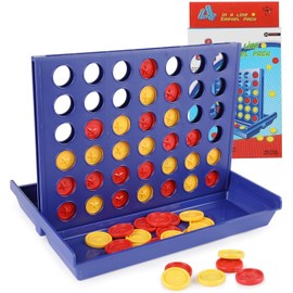 DERAYEE 4 Games, Travel and Pocket Games, Board Game, Four Win Game for Children, 2 Players from 6 Years (Blue)