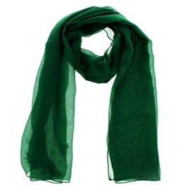 WESTEND CHOICE Ladies Chiffon Scarves Women Plain Neck Wrap Scarf Large Headscarf Girls Headwrap Sheer Wrap women's scarves & wraps 180x70 cm (Dark green)
