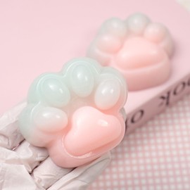 2 Pcs Cat Paw Squishy Toys, Cute Handmade Taba Squeeze Toy, Kawaii Pink Squishies Sensory Pinch Toy, Gradient Soft Kitty Stress Relief Squishy Fidget Toys for Adults Kids(Ice Cream)