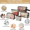 Set 5 Bolsas de Malla Transparente con Estampado Corazón, Neceser