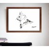 Picasso Cat Drawing Framed Poster aoipro (Wood Grain Frame)