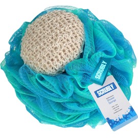 Dual Bath Loofah Sponge - Splash Linen Fabric Exfoliating Bath Loofa with Travel Dry Bag- Innovative 90gm Bath Sponge Shower Loofah
