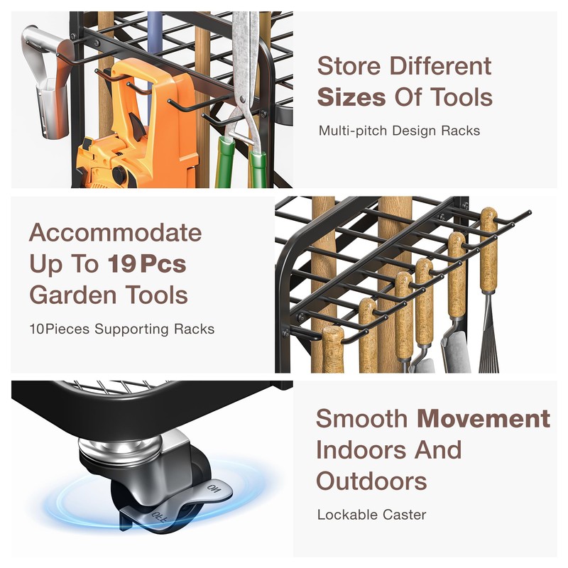 Lineware Garden Tool Organizer For Garage Garden Tool Storage with