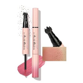 Anglicolor 2 En 1 Pecas De Pecas Y Rubor LíQuido Maquillaje,Freckle Pen Realista Natural,Impermeable,Quick-Dry Duradero,Regalos Para Mujeres,Para Festivales Y Carnavales (03Dark Brown+Plum Rose)