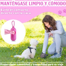 SIUSIO Correa Retráctil para Perro,Correa Larga para Perro con Dispensador y Bolsas Perro,Correa Ajustable para Perro Durable para Perros Pequeños y Medianos (Rosa)
