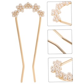 Baluue French Hair Pin u Shape Hair Stick Chinese Traditional Hair Pin Pearl Hair Fork Hair Stick for Buns Women's Hair Accessory