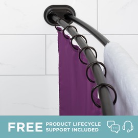 Zenna Home Rustproof Double Curved Shower Curtain Rod, Tool-Free Tension Mount Installation, Adjustable Shower Rod, 50 to 72 Inches, Bronze