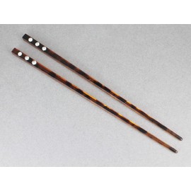 Brown tortoise plastic hair chop sticks crystals accessory picks pins 7.5 inches long long set of 2