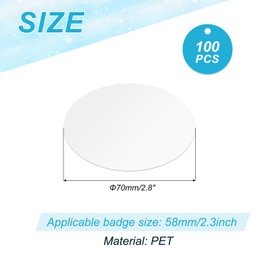 PATIKIL 2.8in (70mm) Badge Film, 100 Pcs Transparent Circle Mylars Plastic Badge Protective Film for 2.3 Inch 58mm Round Badge Button Maker Supplies DIY Arts Crafts