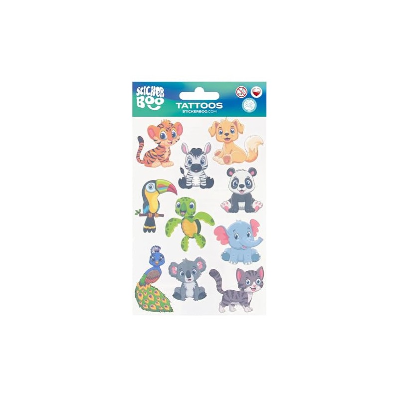 Children's Tattoo Set, Washable Children's Tattoos (Animals)
