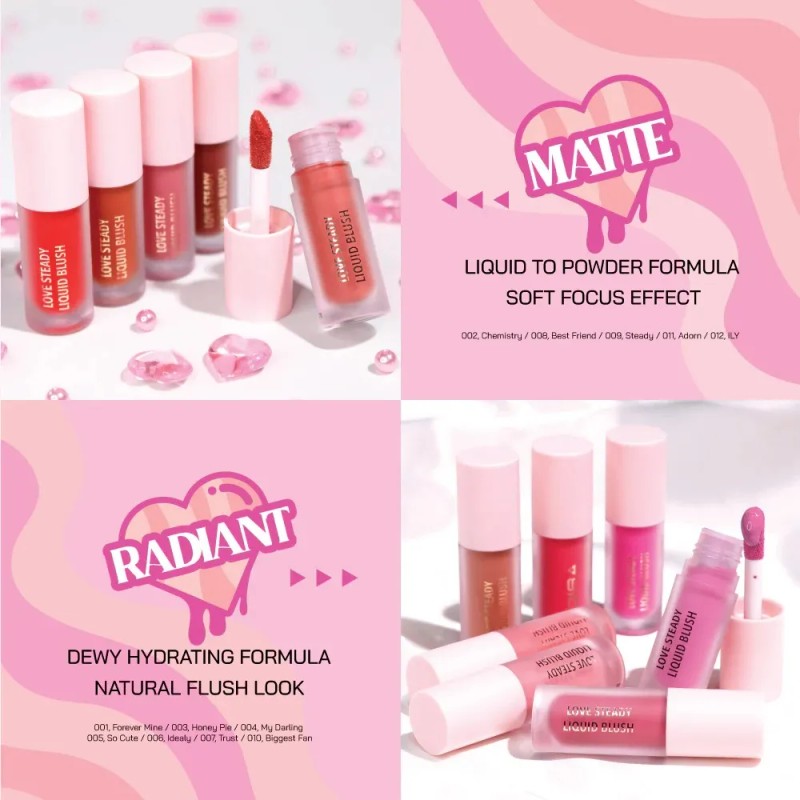 Rubor Líquido Matte Y Luminoso Love Steady Moira Cosmetics Tono