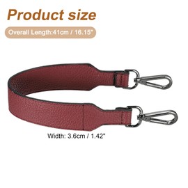 sourcing map PU Leather Purse Handles Replacement Short Strap Clutch Bag Handle with Clasp for Handbag Cross Body Wallet Briefcase, 41x3.6cm, Litchi Burgundy Black Buckle