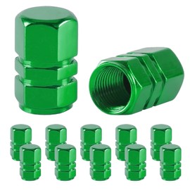 JUSTTOP Tapones de válvula de neumático de coche, 12 tapas de aire, universales para coches, SUV, bicicletas, camiones y motocicletas, color verde