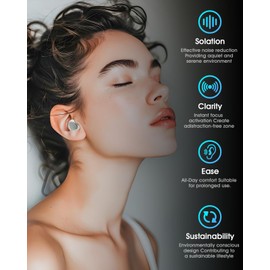 45dB Noise Cancelling Ear Plugs for Sleeping, Concerts, Work, Travel & Noise Sensitivity, Reusable Ear Plug, Silicone Hearing Protection Earplugs for Superior Noise Reduction (White, Small)