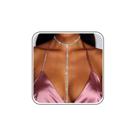 Gold Silver Wedding Necklace For Brides Long Rhinestone Necklace Choker Sparkling Diamond Tennis Necklace Chain Lariat Bridal Pendant Crystal Drop Y Necklace Shiny CZ Y-shaped Women, Zinc