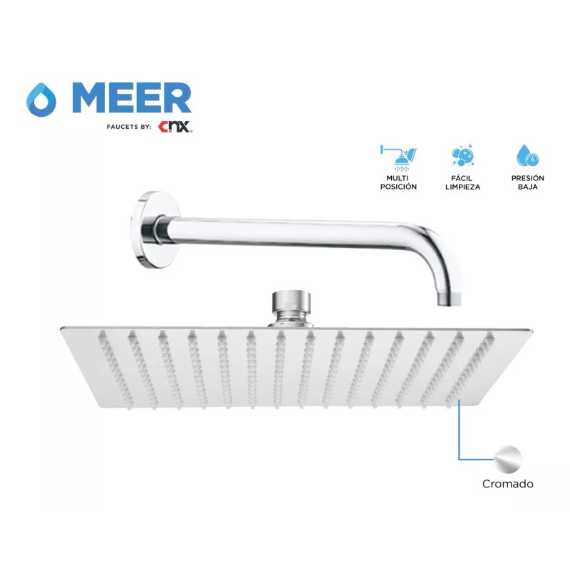 CNX Meer Regadera Con Tubo Y Repisa Para Baño Acero