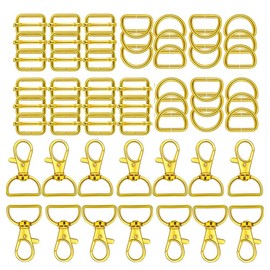 Changyeah 56 Pieces Swivel Clasps Lanyard Snap Hook, Alloy Keyring Set, Metal Swivel Lanyard Snap Hook Lobster Claw Clasp for Strap, Handbag Purse, Backpack DIY Craft Accessories, Golden