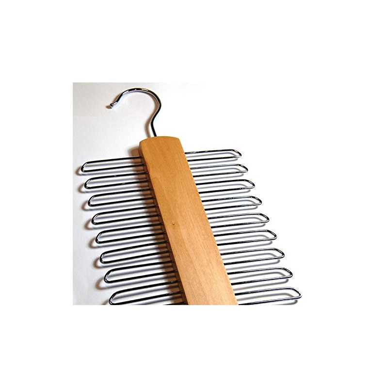 20 Bar Wooden Tie Hanger, Coat Scarfs & Belt Rack