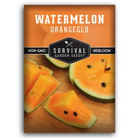Orangeglo Watermelon Seed for Planting - 1 Packet with Instructions to Plant and Grow Orange Watermelon in Your Home Fruit Garden - Non-GMO Heirloom Variety - Survival Garden Seeds