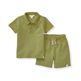 Burt's Bees Baby Baby Boys' Shirt and Pant Set, Top & Bottom Outfit Bundle, 100% Organic Cotton