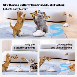 Pet Prime Self Moving Cat Toy for Indoor Cats, Electronic Cat Butterfly Toy, Interactive Automatic Rechargeable Toy for Kitten Chasing with LED Light
