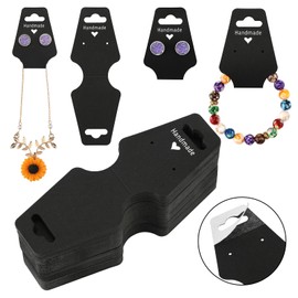 jijAcraft Pack of 100 Earring Display Cards Jewellery Bracelet Display Cards Kraft Paper Jewellery Display Earring Cards for Necklaces, Bracelets, Anklets, Hair Rings, Jewellery Hanging Tags (Black)