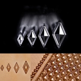 Diamond Stamps 3D Geometric Pattern Leather Stamps - One Piece or Set of 4 Leather Stamping Tools in Stainless Steel (Full Set, 4 Pieces)