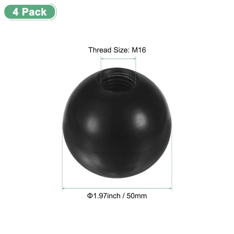 M METERXITY 4-Pack Threaded Ball Knobs, M16 Female Thread 50mm