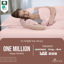 Pizuna 100% Cotton EU Single Fitted Sheet Light Pink, 400 Thread Count Long Staple Cotton Fitted Sheet Single Bed 100 X 200cm, Sateen Weave Cooling Fitted Sheet Extra Deep 40 cm 1 PC Light Pink
