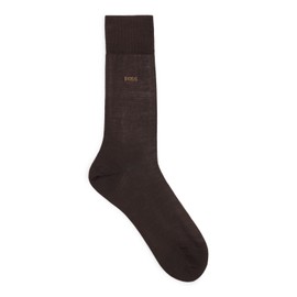 BOSS Men's Regular Length Logo Socks Mercerized Egyptian Cotton, dark brown
