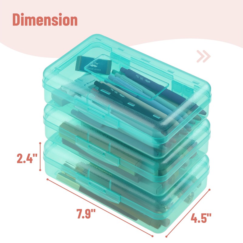 Mr. Pen- Clear Pencil Boxes, 6 Pack, Light Aqua Color,