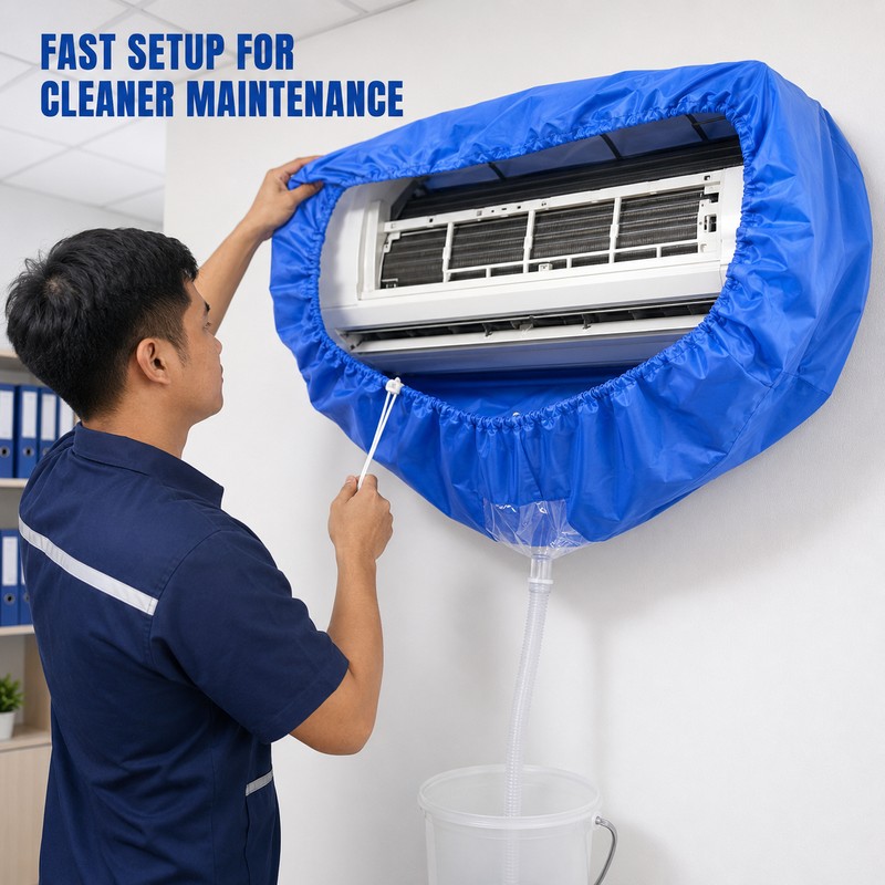 Wall Air Conditioner Cleaning Cover Bag with Drain Hose for