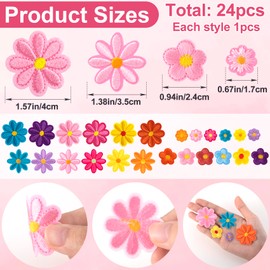 PAGOW 24 Pcs Flower Iron on Patches, Cute Daisy Flower Applique Patch, Sew On Embroidered Applique Sewing Patches for Bags, Jackets, Jeans, Clothes Patches (24 Styles)