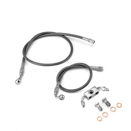 Mofun ABS Hydraulic Front Brake Line Kit 53.5" Extended Length Compatible with Harley Dyna Street Bob Super Glide Wide Glide Switchback 2012-2017, Fit 12"-14" Handlebar, Black